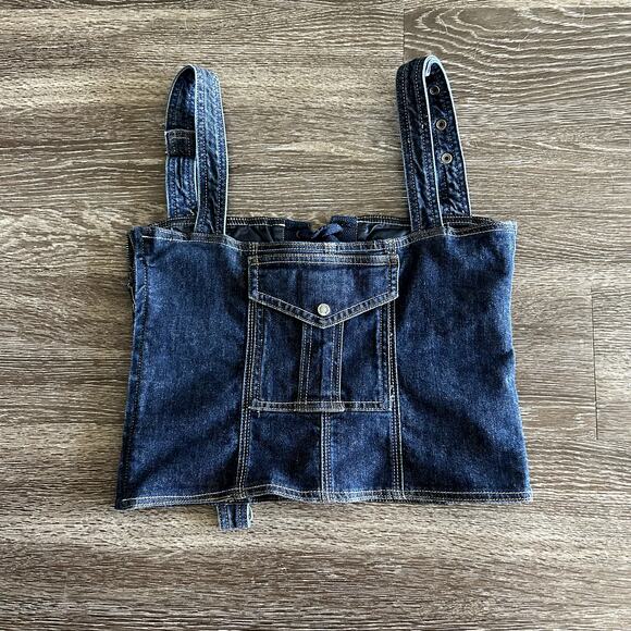 NWOT Jaded London Denim Corset Top Lace-Up Utility Pocket Y2K Jean Bustier US 6 - Picture 5 of 16